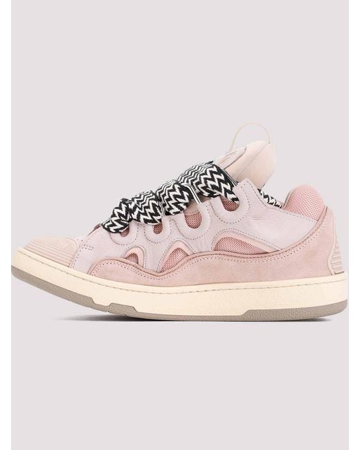 Lanvin Pink Leather Curb Sneakers