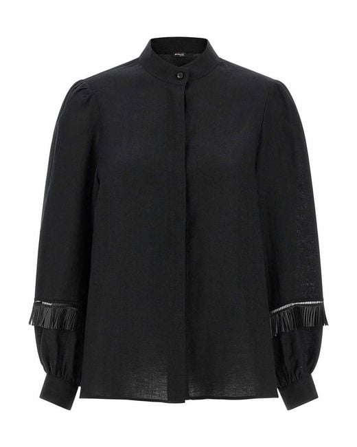 Kiton Black Fringed Shirt