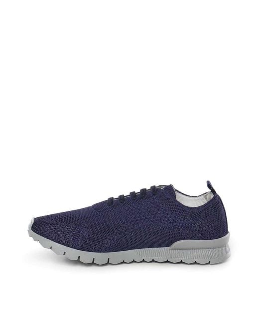 Kiton Blue Fig Sneaker With Logo for men
