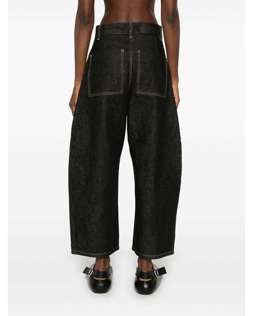 Studio Nicholson Black High-Rise Wide-Leg Cropped Jeans