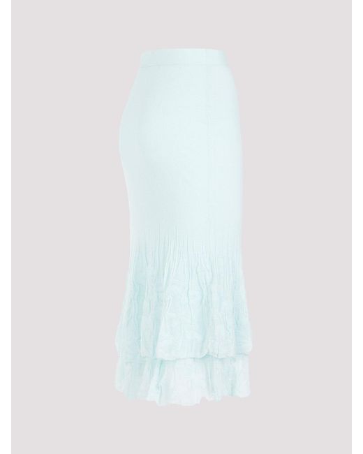 Bottega Veneta Blue Cotton Midi Skirt