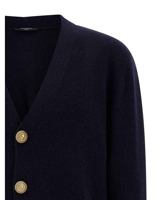 Balmain Blue Eco-Cashmere Cardigan for men