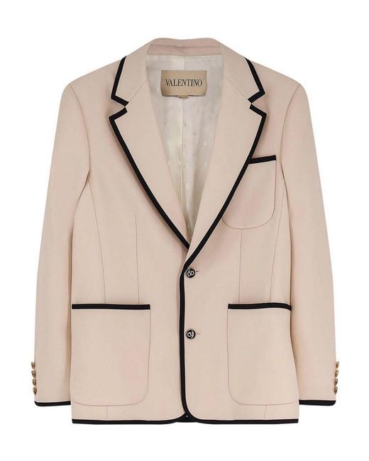 Valentino Garavani Natural Single-Breasted Virgin Wool Blazer for men