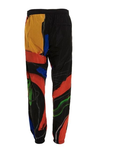 Moschino Black Contrast Print Nylon Joggers With Elastic Waistband for men