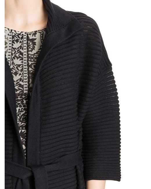 Fuzzi Black Ribbed Cardigan