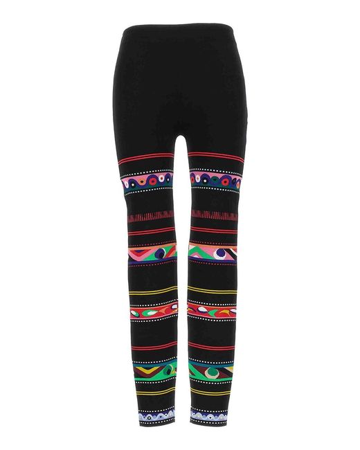 Emilio Pucci Black Jacquard Patterned Leggings