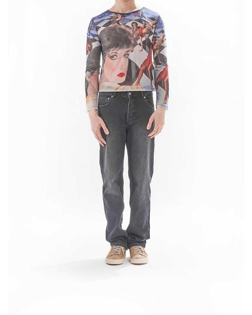 Sunnei Blue Longsleeve Sheer Top