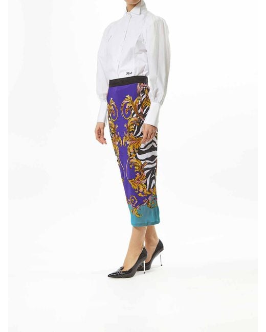 Versace Jeans Blue Baroque Zebra Skirt