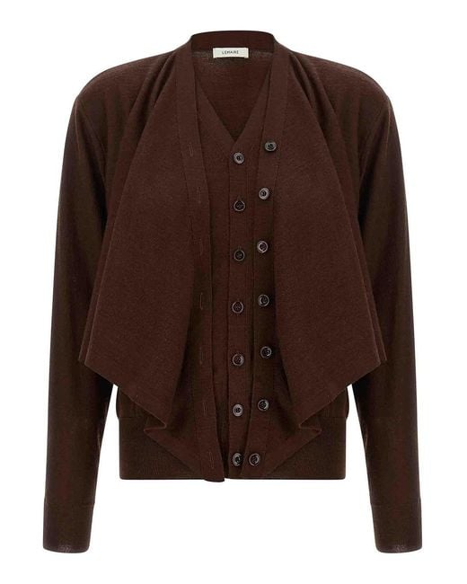 Lemaire Brown Trompe L'Oeil' Effect Cardigan