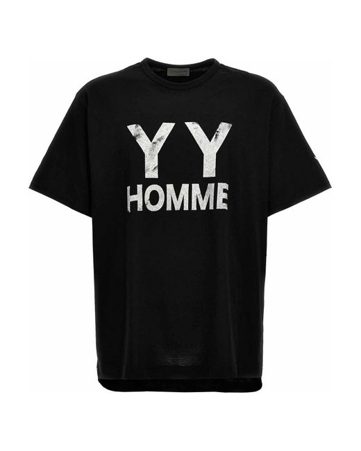 Yohji Yamamoto Black Logo Print T-shirt for men
