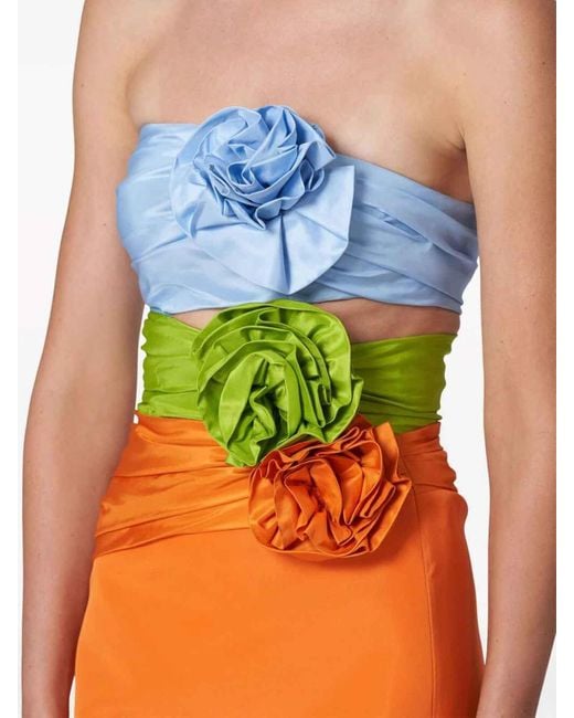 Carolina Herrera Orange Cut Out Strapleess Dress