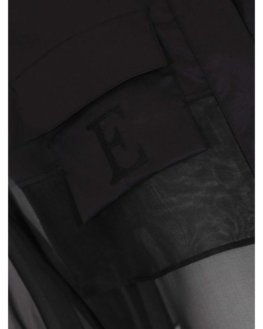Elisabetta Franchi Black Layered Cropped Shirt