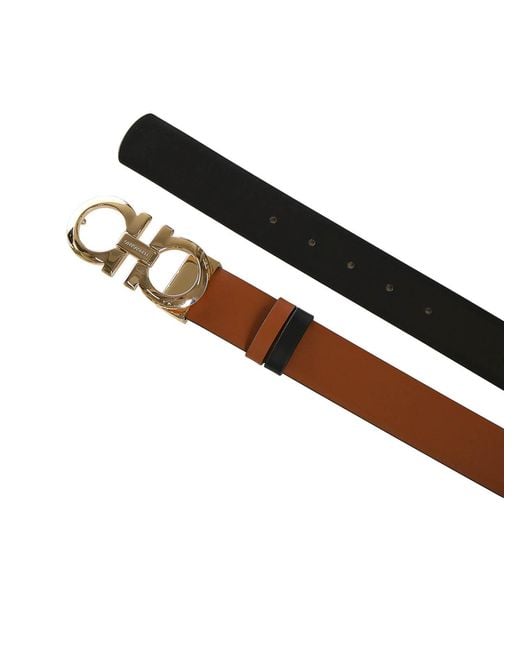Ferragamo Brown Leather Gancini Belt