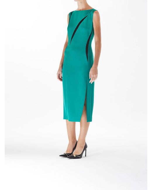 Just Cavalli Green Scratch Sleeveless Sheath Dress
