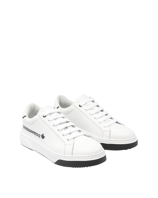 DSquared² White Bumper Lace-up Leather Sneakers for men