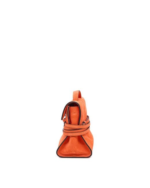 Moschino Orange Tie Me Small Suede Bag