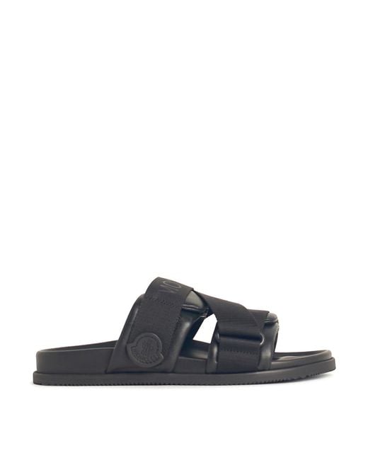 Moncler Blue Leather Blend Sandals for men