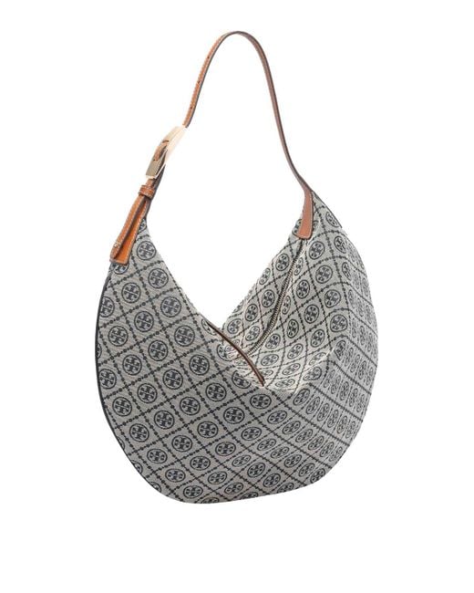Borsa T Monogram Balloon di Tory Burch in Gray