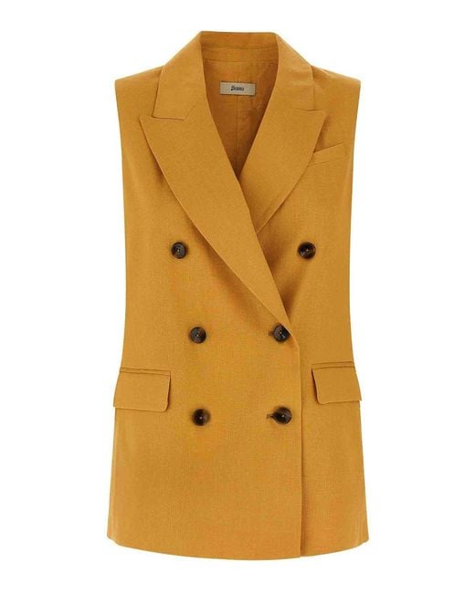 Herno Yellow Linen Vest