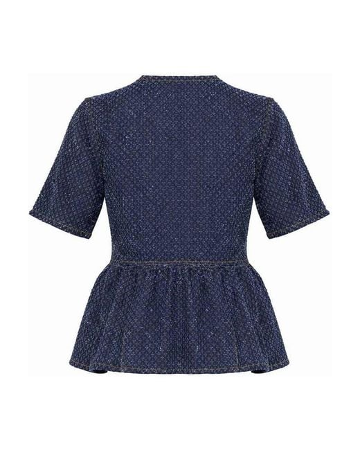 Ganni Blue Blusa Peplum