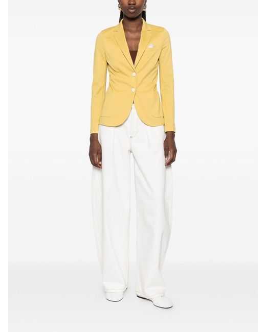 Circolo 1901 Yellow Stretch Cotton Single-Breasted Blazer