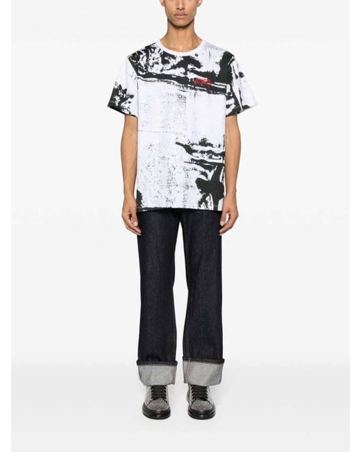 Alexander McQueen White Abstract Print T-shirt for men