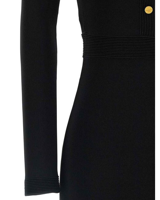 Elisabetta Franchi Black Jewel Cufflinks Knit Dress