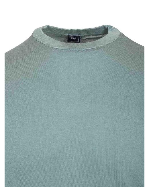 Fedeli Blue Crew Neck T-Shirt for men