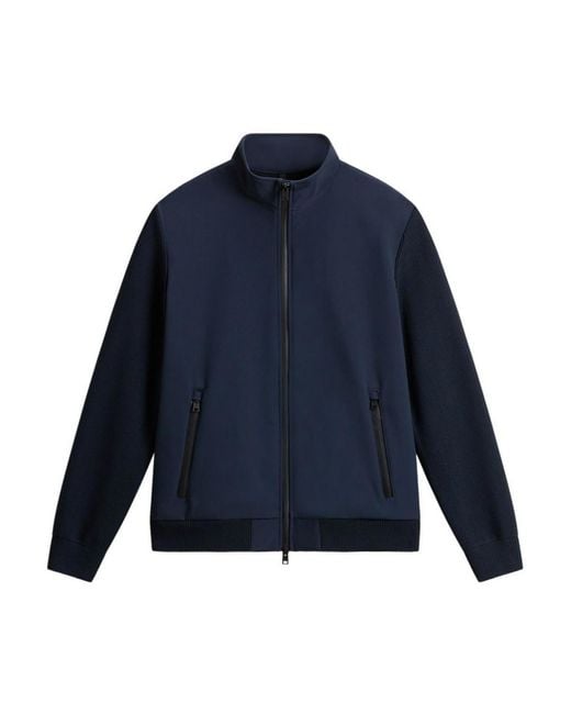 Woolrich Blue Soft Shell Hybrid Jacket for men