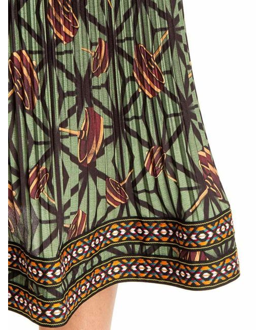 Stella Jean Green Pleated Skirt