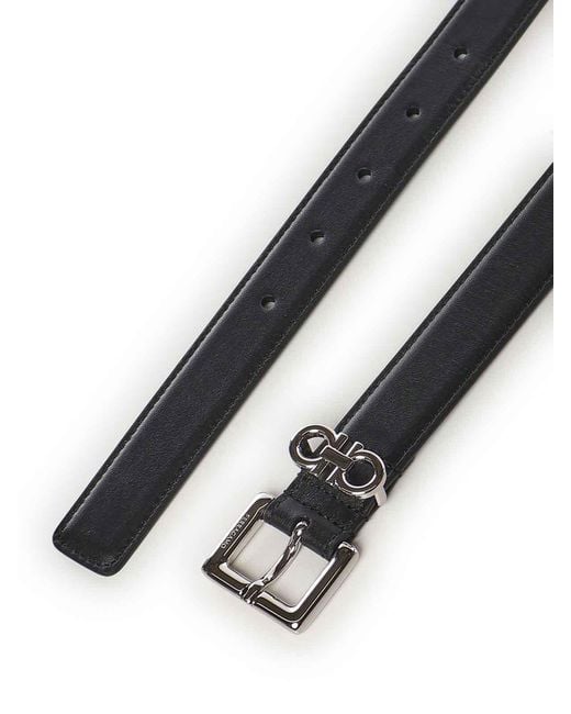 Ferragamo White Leather Double Gancini Belt