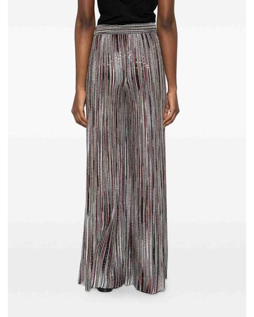 Missoni Gray Striped Wide-Leg Trousers