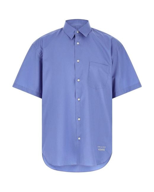 Comme Des Garcons Hommes Plus Blue Logo Embroidery Shirt for men