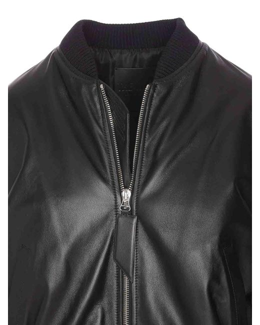 The Attico Black Leather Bomber