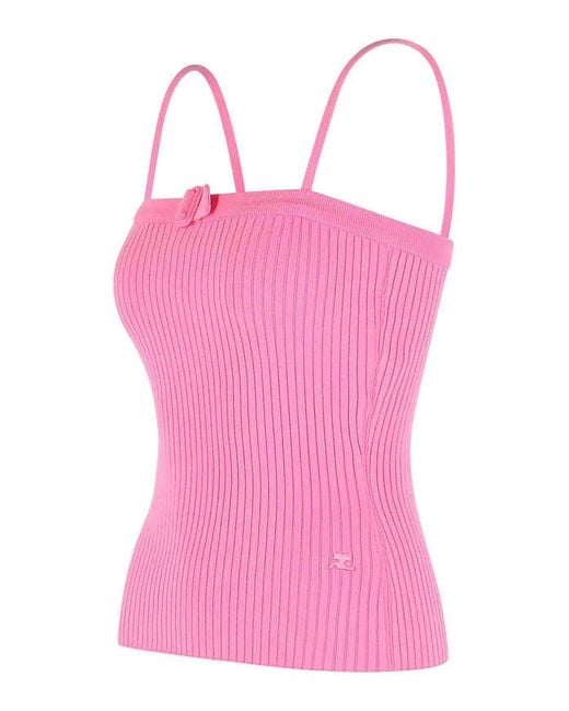 Courreges Pink Buckle Tank Top