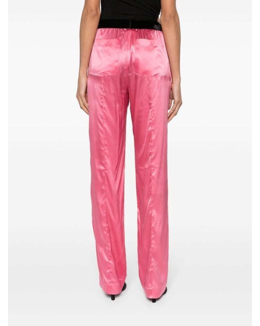 Tom Ford Pink Stretch Silk Satin Trousers
