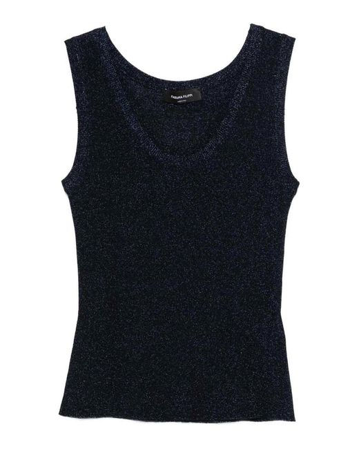 Fabiana Filippi Blue Sleeveless Tops