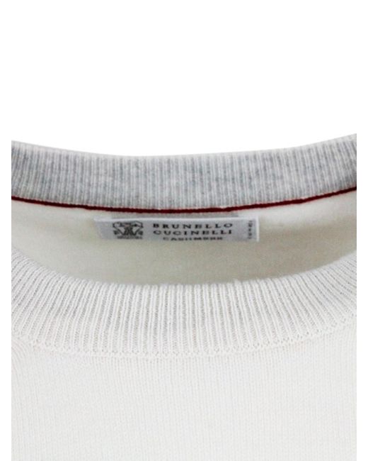 Brunello Cucinelli Gray Cashmere Crewneck Sweater for men