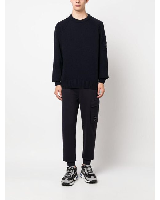 C P Company Blue Wool Crewneck Jumper for men