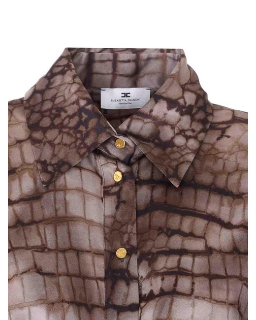 Elisabetta Franchi Brown Python Print Shirt