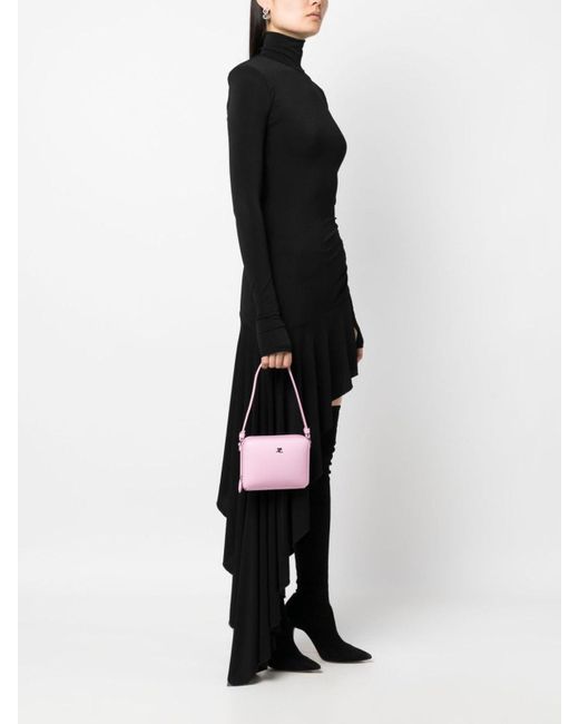 Courreges Pink Smooth Leather Tote Handbag