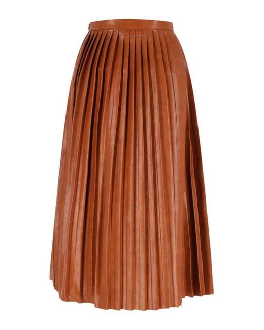 MM6 by Maison Margiela Brown Pleated Midi Skirt