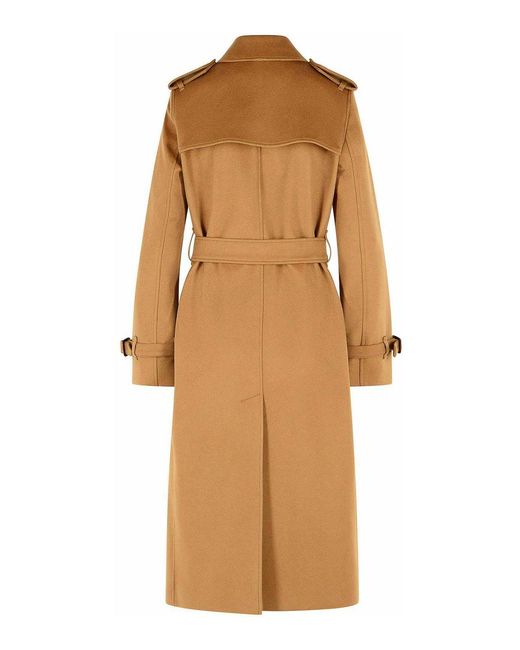 Burberry Natural Long Camel Cashmere Trench Coat
