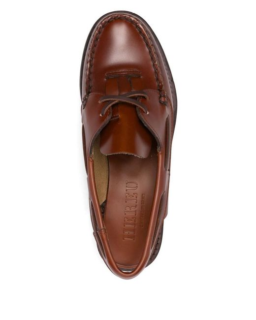 Hereu Brown Saler Leather Slingback Loafers