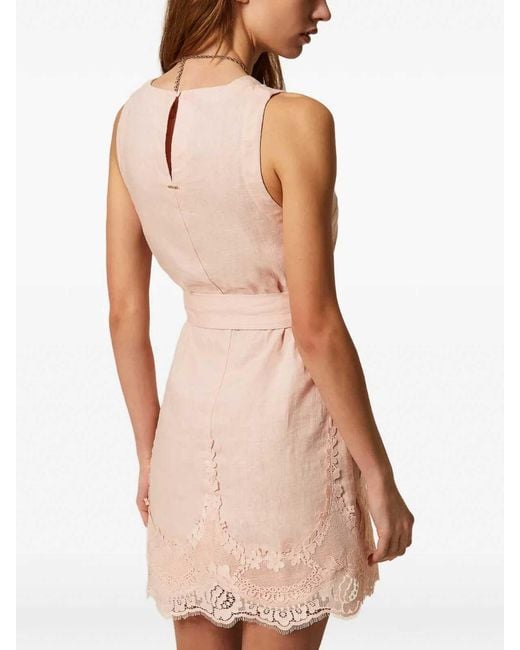 Twinset Pink Mini Dress With Belt