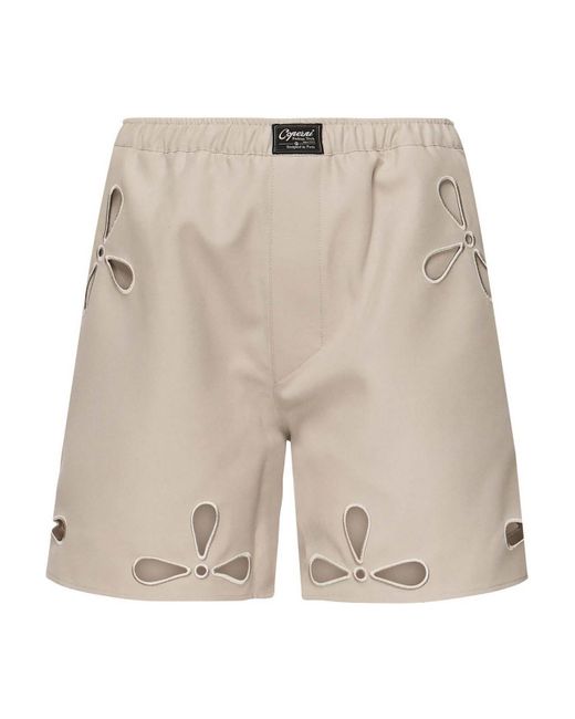 Coperni Natural Petal-Embroidered Cut-Out Shorts