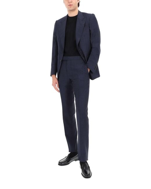 Tom Ford Blue Grand Overcheck Shelton Suit for men