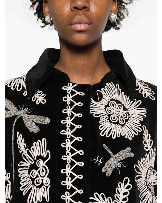 Forte Forte Black Embroidered Long Coat