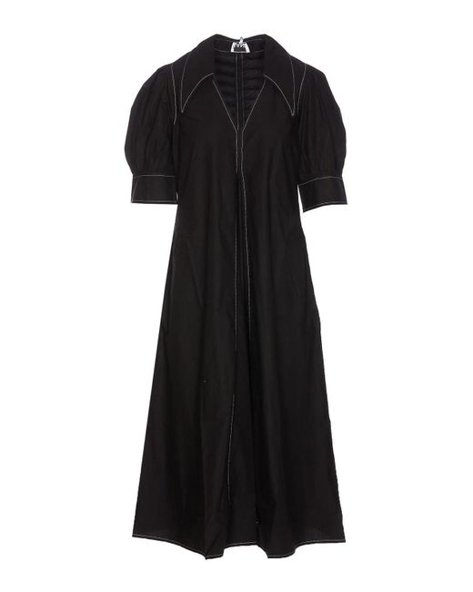 Elisabetta Franchi Black Logo Midi Dress