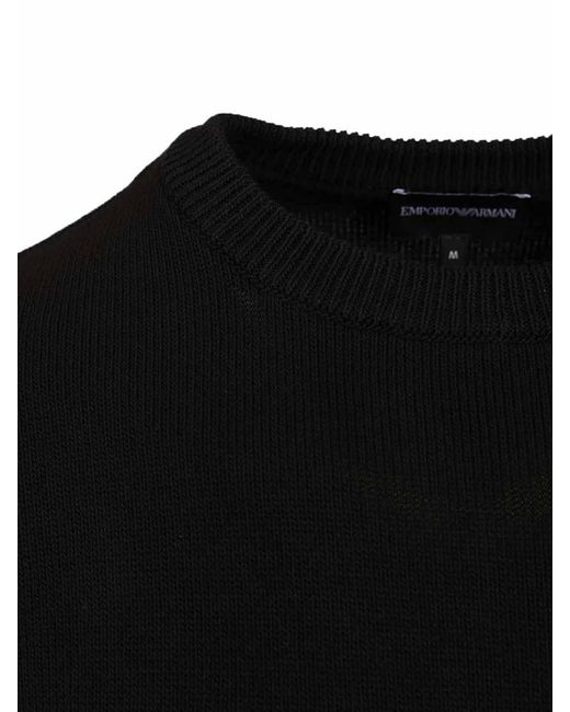 Emporio Armani Black Cotton Sweater for men